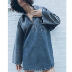 Lapel Patch Pocket Bell Sleeve Denim Dress - EX-STOCK Canada