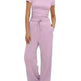 2pcs Solid Color Casual Sports Suit Short-sleeved Top And High-waisted Drawstring Wide-leg Pants Summer Fashion Set For Womens Clothing - EX-STOCK CANADA