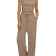2pcs Solid Color Casual Sports Suit Short-sleeved Top And High-waisted Drawstring Wide-leg Pants Summer Fashion Set For Womens Clothing - EX-STOCK CANADA