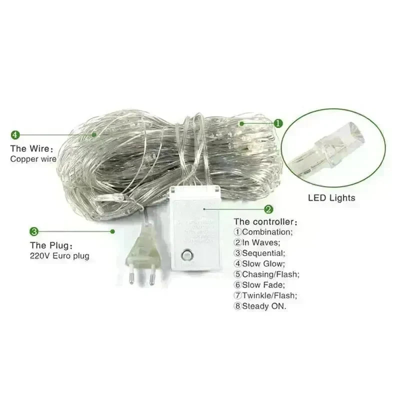 Christmas led lights string lights outdoor waterproof fishnet lights full of stars paved holiday lights wedding ins decorative lights - EX-STOCK CANADA