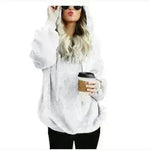Women's Polerones Fleece Hoodie Pullover fall Winter Zipper Pocket Sweatshirt - EX-STOCK CANADA
