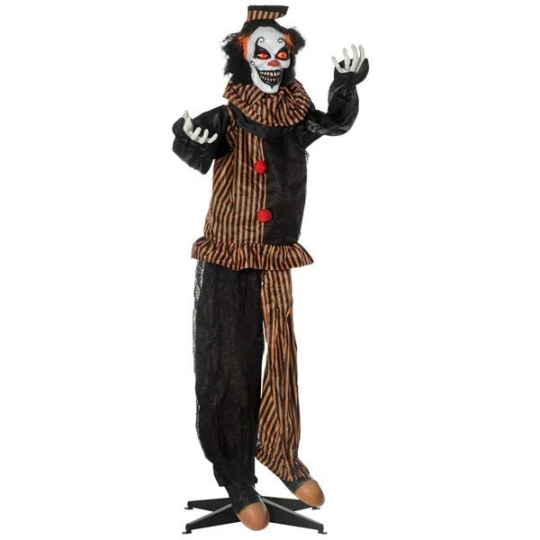 5.6' Life Size Clown Outdoor Halloween Decoration Animatronic, Animated Prop W Light Up Eyes EX-STOCK Canada 