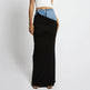 Fashion Black Panel Long Pencil Denim Skirt - EX-STOCK Canada