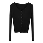 Black ribbed knit cardigan on a white background