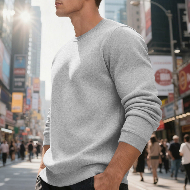Fleece-lined Crew Neck Sweater Male Loose Casual Top EX-STOCK Canada 