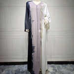 Pearl Embroidery Muslim Dress Tie-dye Rhinestone Robe - EX-STOCK Canada