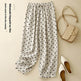 Cotton Hemp Polka Dots Tied Elastic Waist Harem wide leg trouser Pants For Women - EX-STOCK Canada