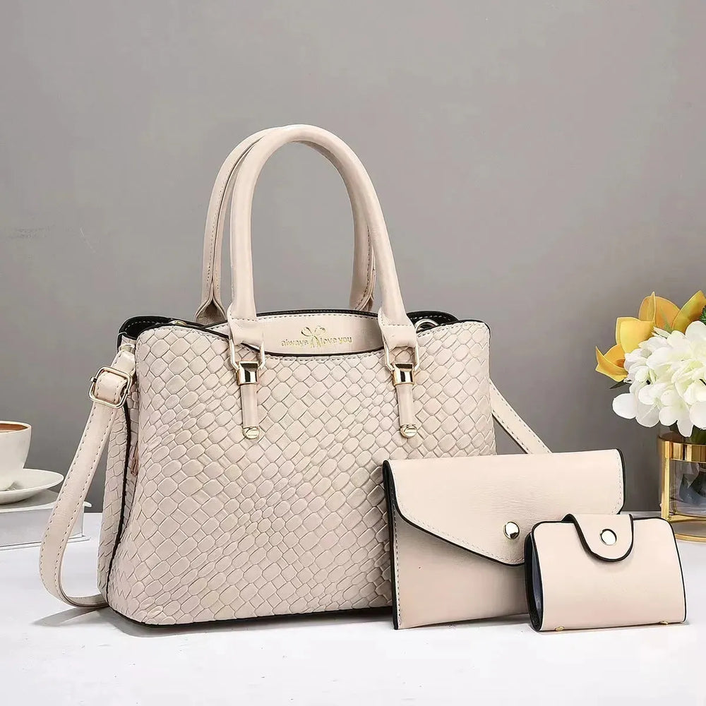 Woven Texture Three-piece Set Large Capacity One Shoulder Combination Bags women - EX-STOCK CANADA