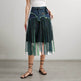 Street Fashion High Waist A-line Denim Mesh Midi Skirt - EX-STOCK Canada