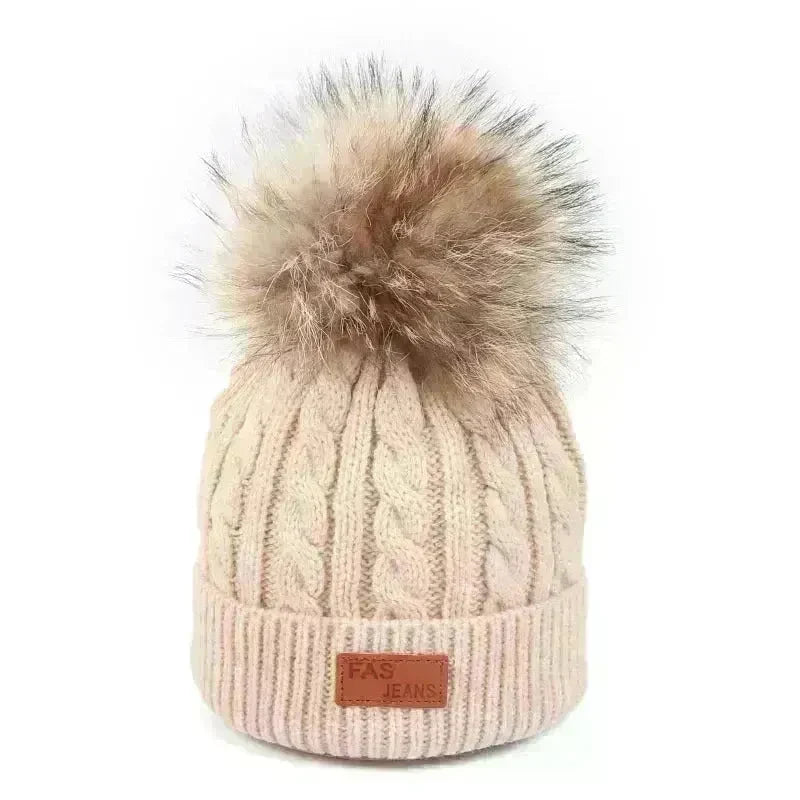 Children Winter Hat kids beanies Kids winter hat baby boy and girl warm woolen beanies faux fur beanies - EX-STOCK CANADA