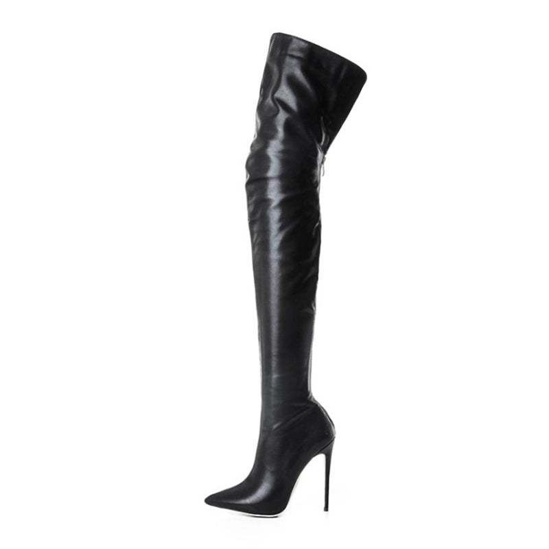 Women's Over-The-Knee Stiletto Boots | Faux Leather High Heel Long Boots