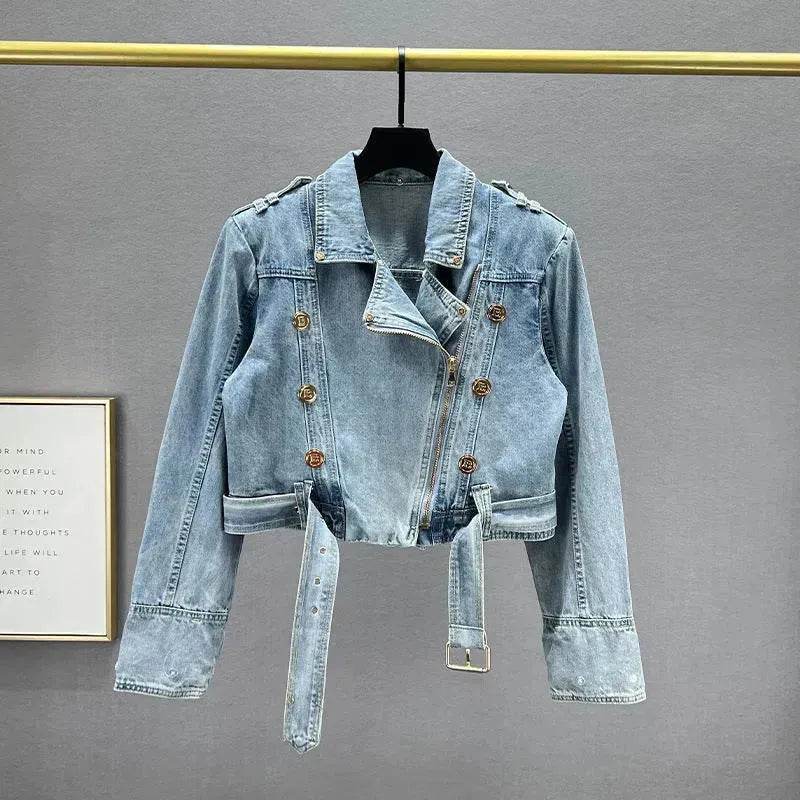 Long sleeved Short Denim Coat Women's Denim Jeans Cropped Jacket - EX-STOCK Canada