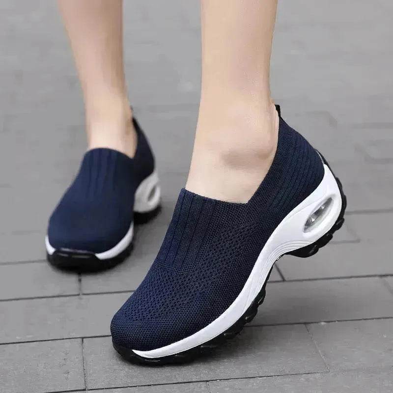 Mesh Sports Shoes Breathable Slip On Air Cushion Sneakers Casual Thick Bottom Heightened Shoes for Women - EX-STOCK Canada