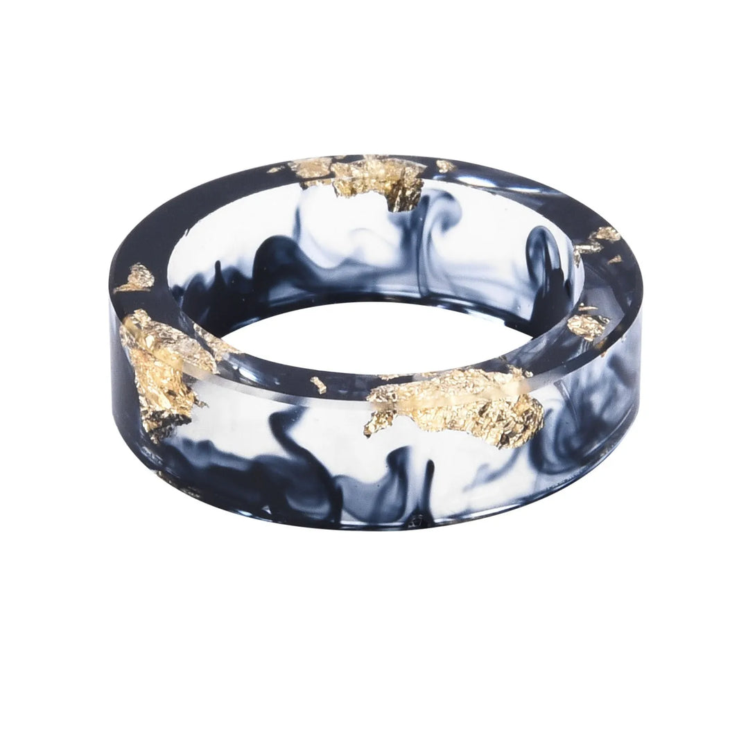 New dried flower resin ring Sen Xiao small  handmade flower gold foil color Epoxy ring - EX-STOCK CANADA