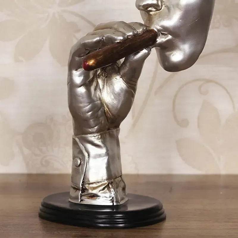 Retro Meditators Abstract Sculpture Man Smoking Cigar Face Statue. - EX-STOCK Canada