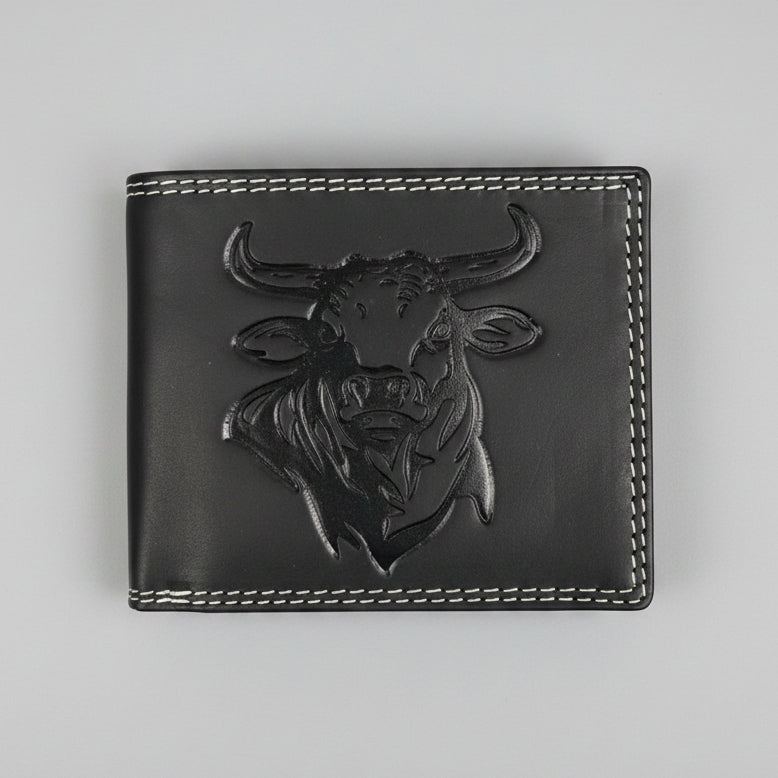 Men’s Steer Embossed Bifold Leather Wallet 