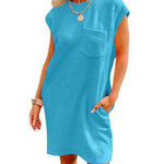 Summer Round-neck Short-sleeve Dress With Pockets Fashion Casual Loose Sports Dresses For Women Clothing - EX-STOCK Canada
