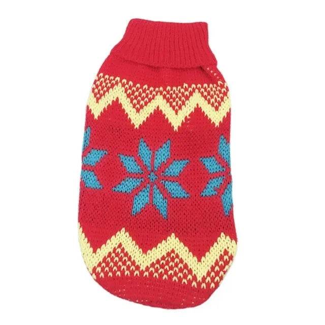 Christmas Maple Snowflake Turtleneck Knitted Sweater Pet Clothes - EX-STOCK Canada