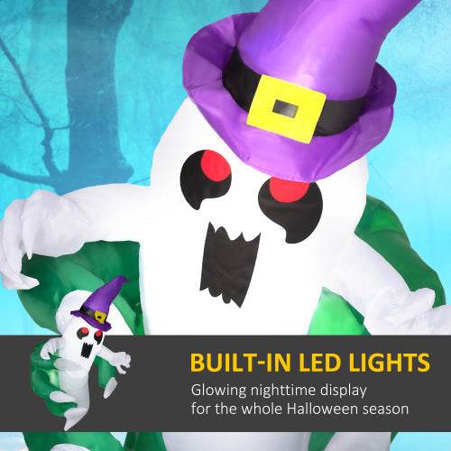 Outsunny 4ft Inflatable Halloween Decoration, Lighted Window Sticker Ghost In Hat, Blow Up Outdoor LED Yard Display, Waterproof - EX-STOCK Canada