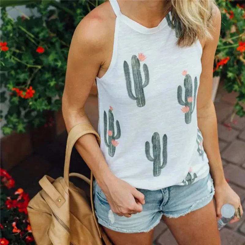 Summer Halter neck blouse top  Cactus Print Women - EX-STOCK CANADA