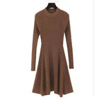 Autumn Winter Round neck Slim fit Mini Flared Sweater Dress - EX-STOCK Canada