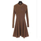 Autumn Winter Round neck Slim fit Mini Flared Sweater Dress - EX-STOCK Canada