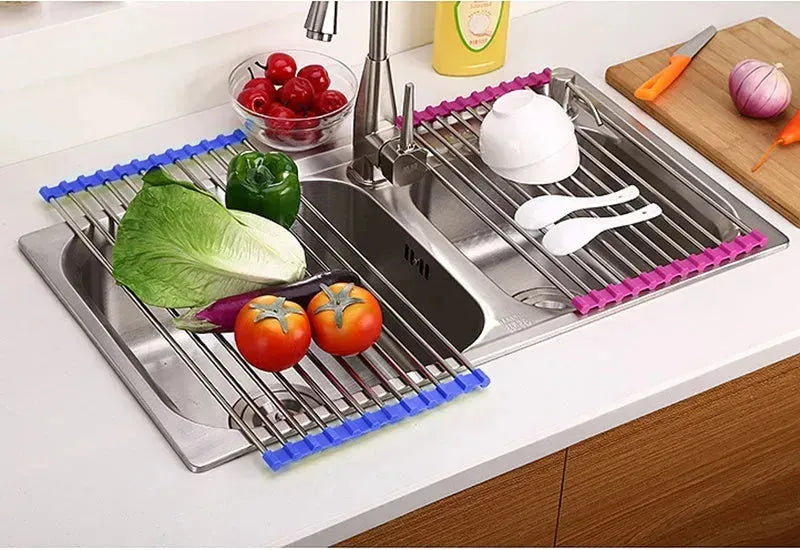 Folding Kitchen Drain Sink Rack Stainless Steel sink caddies - EX-STOCK CANADA
