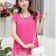 New Spring Summer Women Chiffon Loose Blouse  top O-Neck Short sleeve Plus size - EX-STOCK CANADA