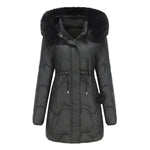 Autumn Winter Fur Collar cotton padded long winter jacket for women - EX-STOCK Canada