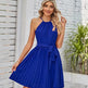 Halter Strapless Dresses For Women Solid Pleated Skirt Summer Beach Sundress - EX-STOCK CANADA