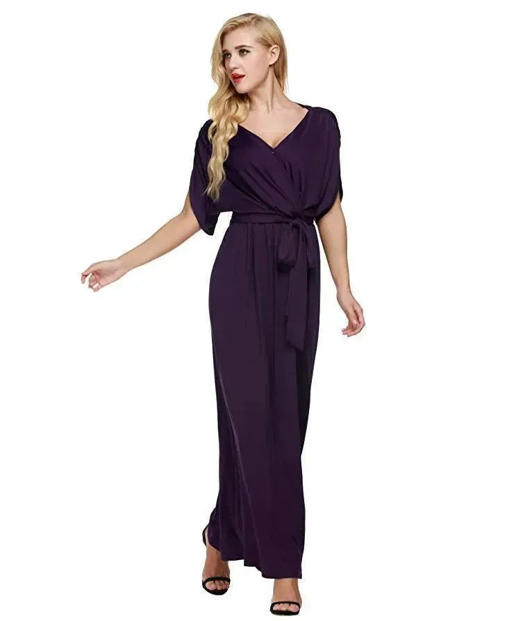 4XL Big Size Dress Elegant Women Long wrap Dresses Summer Dresses - EX-STOCK CANADA