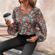 Women's V-neck Lantern Long Sleeve Shirt Autumn casual blouse top - EX-STOCK Canada