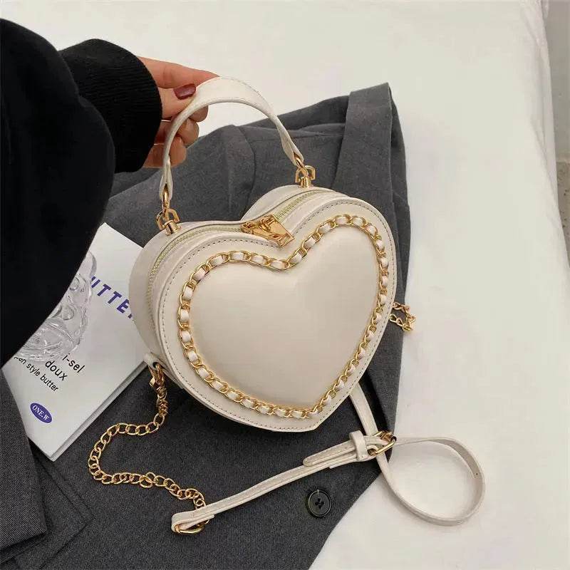 Women's Fashion Casual Heart Shaped Chain Shoulder Messenger Crossbody Bag - EX-STOCK Canada