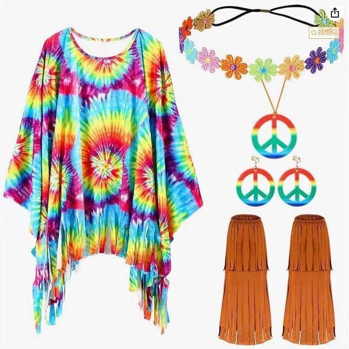 Tie Dye Cloak Costume Halloween Party Clothing Suit - EX-STOCK Canada