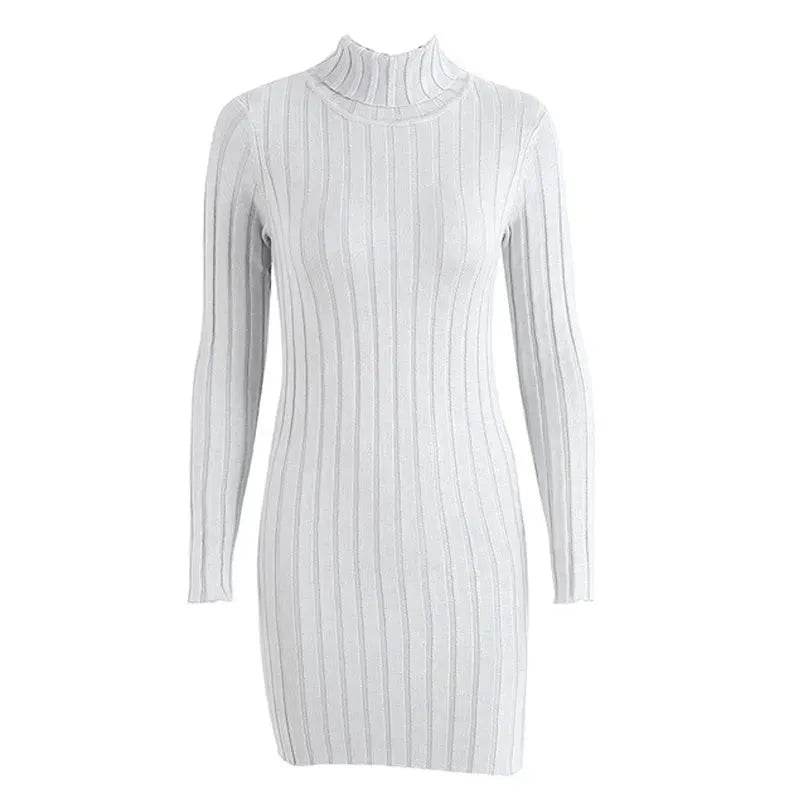 Knitted Mini Slim fit Wool Turtleneck Bodycon Sweater dress - EX-STOCK Canada