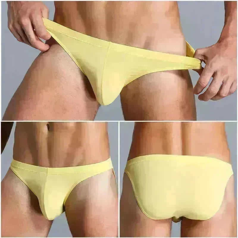 Low Waist Ice silk Elastic men's briefs underwear pant for men - EX-STOCK CANADA