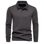 Fashion Plain Lapel Long-sleeved Polo Shirt Men's Casual Autumn Polo sweatshirt - EX-STOCK CANADA