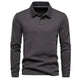 Fashion Plain Lapel Long-sleeved Polo Shirt Men's Casual Autumn Polo sweatshirt - EX-STOCK CANADA