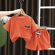 Children's Summer Clothing Casual Plain color Cotton Short Sleeve shirt and Short pant Two-piece Set - EX-STOCK Canada