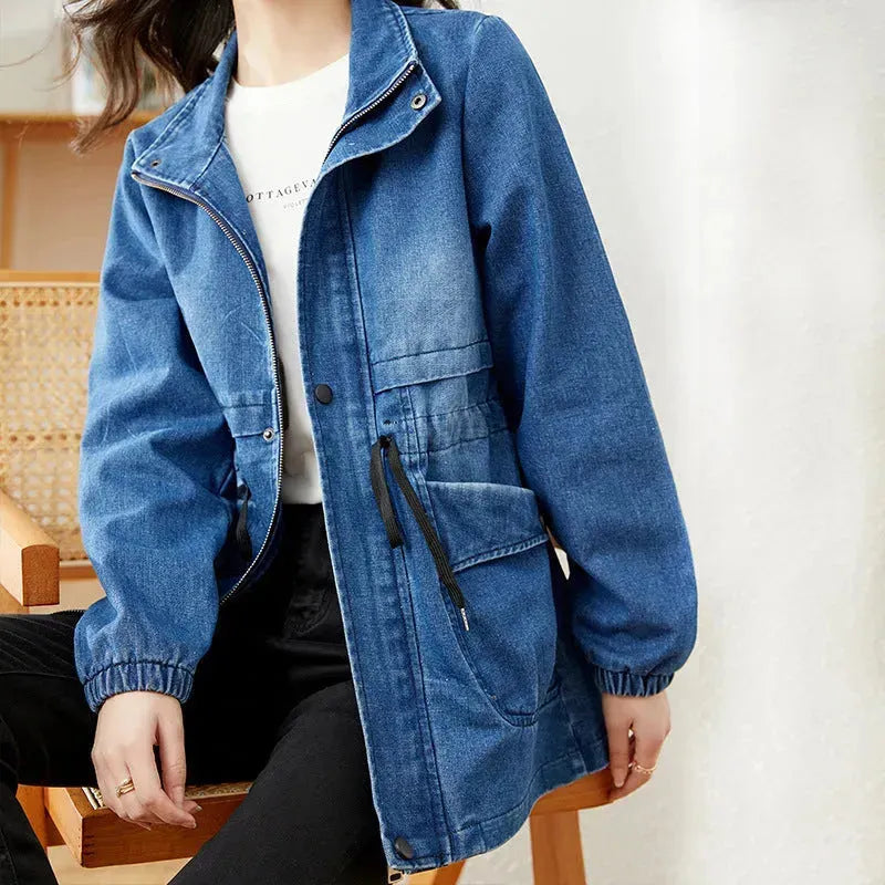 Fashion formal fitted  Zip up Denim Jacket Women - EX-STOCK CANADA