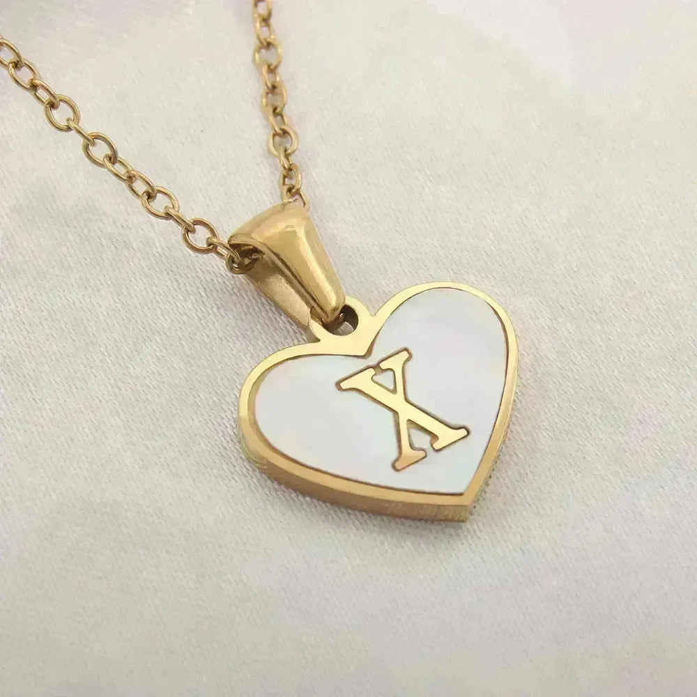 26 Letter Heart-shaped Necklace White Shell Love Clavicle Chain Fashion Personalized Necklace For Women Jewelry Valentine's Day - EX-STOCK CANADA