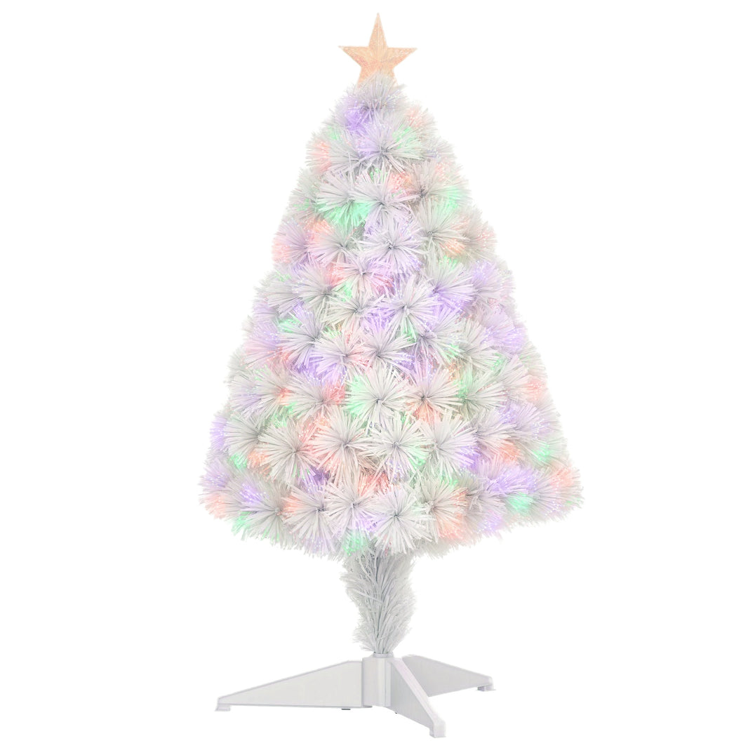 2.5FT Prelit Artificial Tabletop Christmas Tree With Fibre Optics Holiday Home Xmas Decoration For Table And Desk White EX-STOCK Canada 
