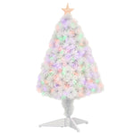 2.5FT Prelit Artificial Tabletop Christmas Tree With Fibre Optics Holiday Home Xmas Decoration For Table And Desk White EX-STOCK Canada 