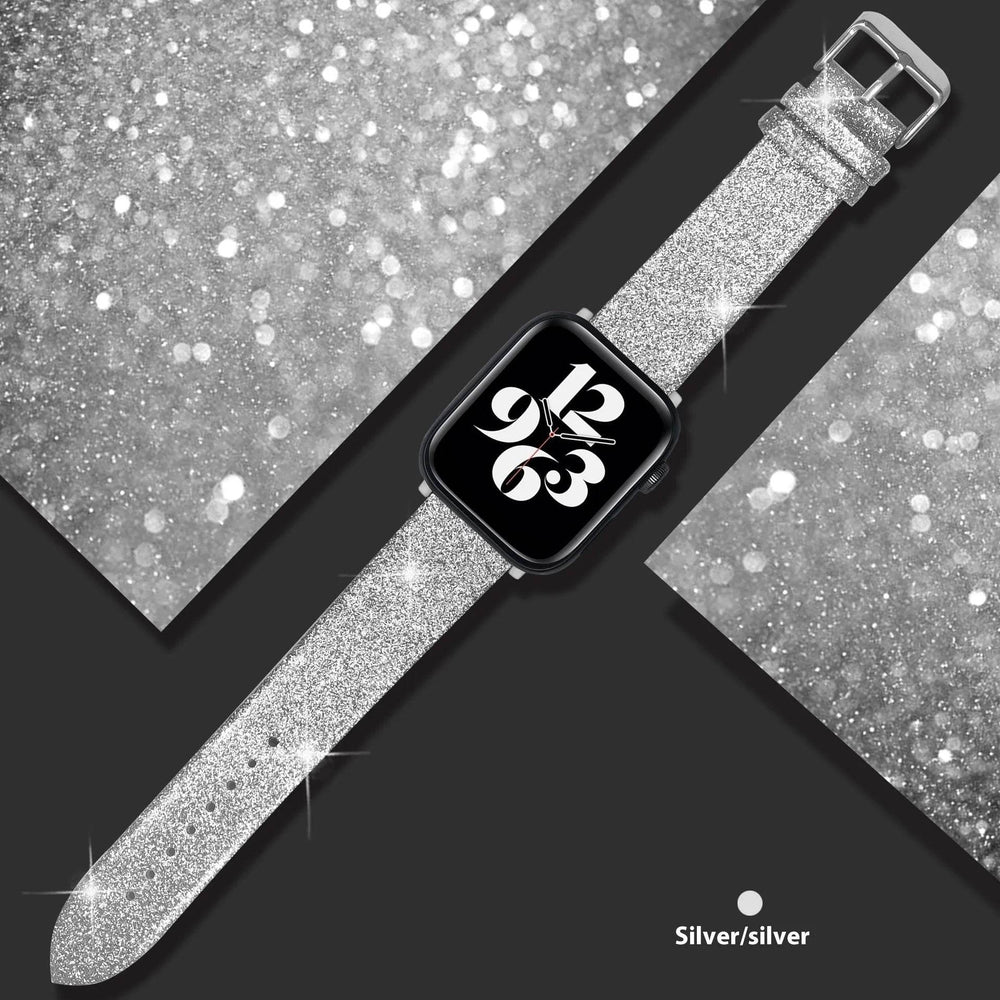 Leather Single Ring Glitter Buckle Couple Watch Strap Suitable for Apple Watch - EX-STOCK Canada