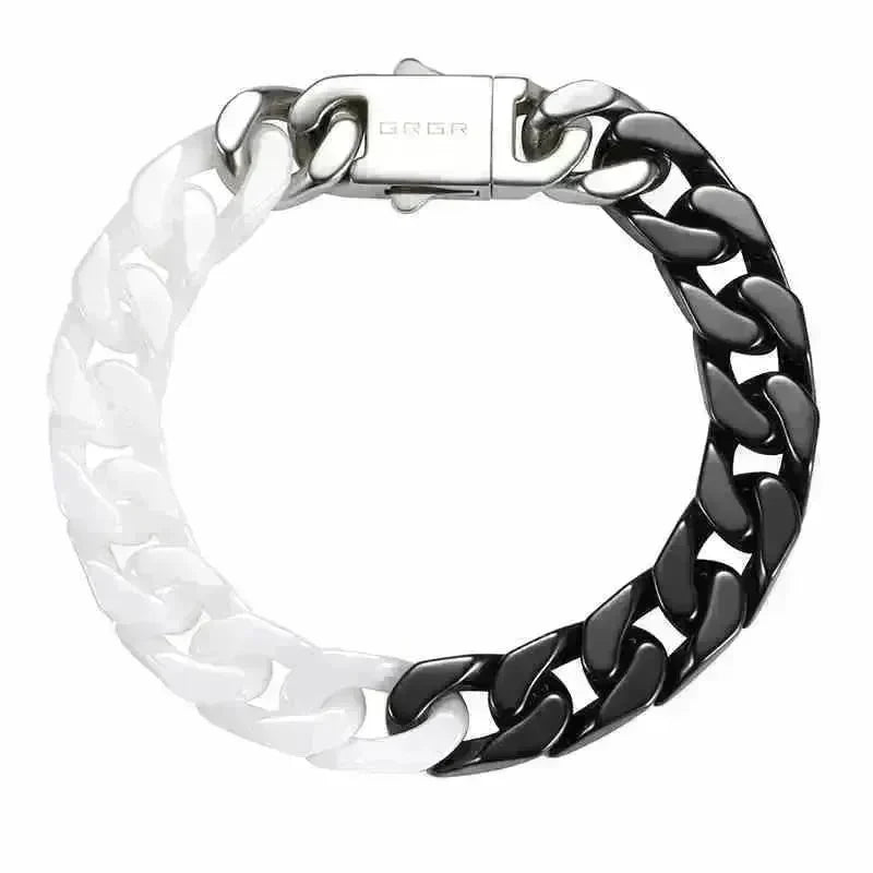 Spliced White Ceramic Cuban Link Chain Bracelet - EX-STOCK CANADA
