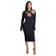 Chic V-neck Long Sleeve Midi Party Club Bodycon Pencil Dress - EX-STOCK Canada