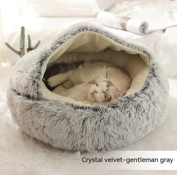 2 In 1 Dog And Cat Bed Pet Winter Bed Round Plush Warm Bed House Soft Long Plush Pets Bed Pet Products EX-STOCK Canada 