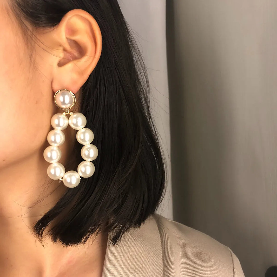 Women's Personality Geometric Pearl Simple Beaded All-match Stud Earrings - EX-STOCK CANADA