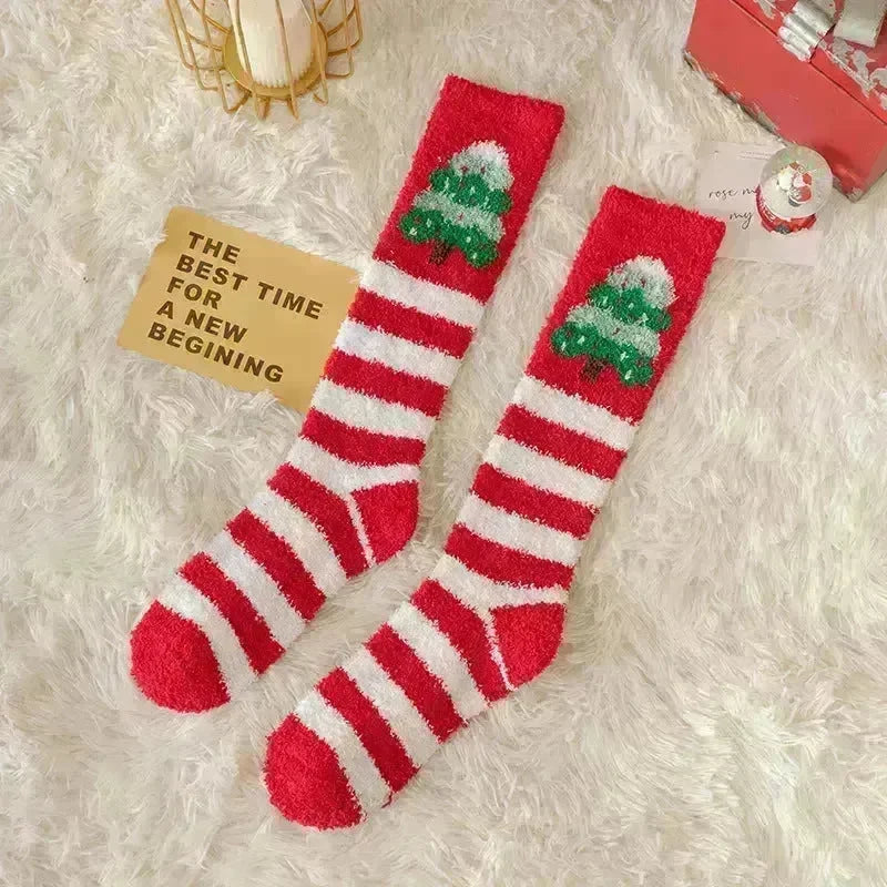 Coral Fleece Stockings Cartoon Thermal Christmas Room Socks - EX-STOCK CANADA