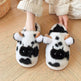 Cute Cartoon Cow Plush Slippers Winter Warm Indoor Bedroom Floor Fuzzy Slipper Couple Non-slip House Shoes - EX-STOCK Canada